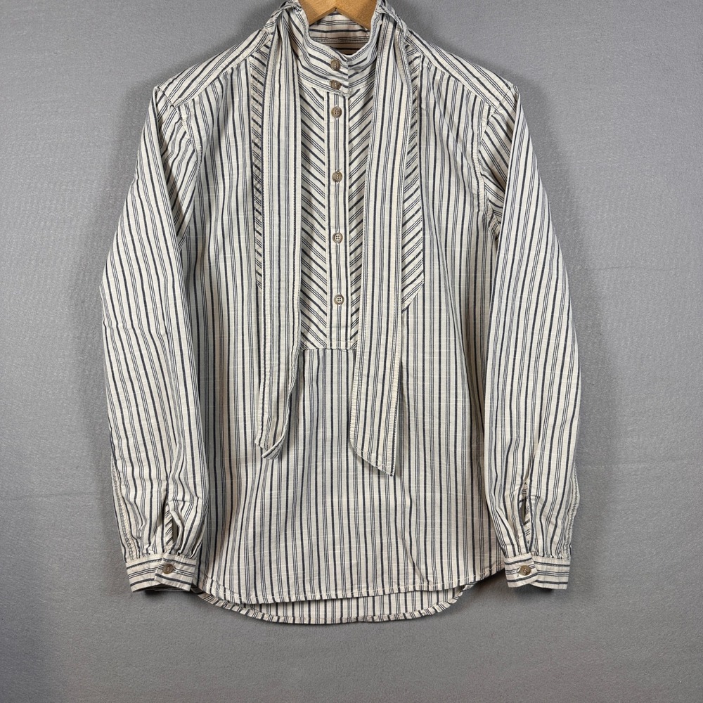 Banana Republic Womens XS Striped Una-Tie Neck Blouse Victorian Thick